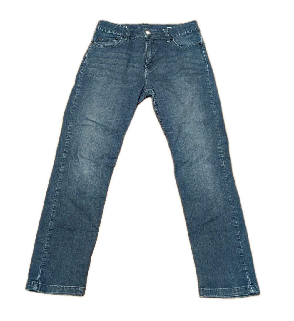Mugsy Jeans Mens 34x30 Blue Fultons Taper 5 Pocket Straight Stretch Denim Dark